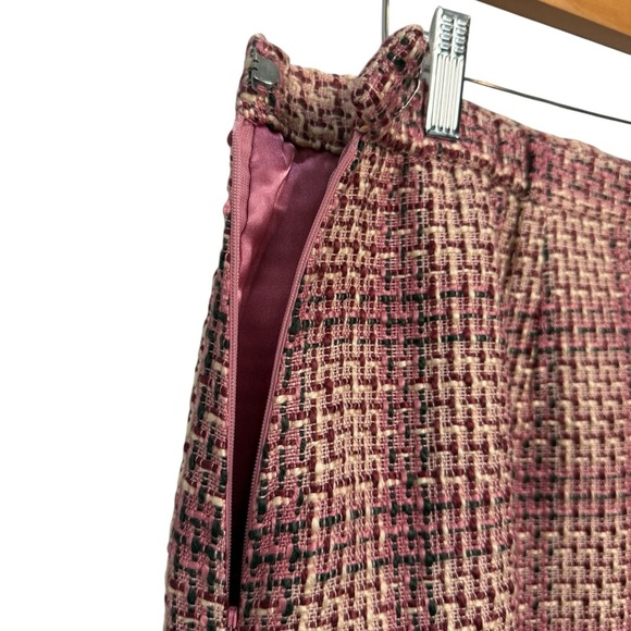 Pamela McCoy Tweed Skirt Suit Set Blazer Pencil Skirt Fringe Ribbon Trim Size M - Picture 11 of 15